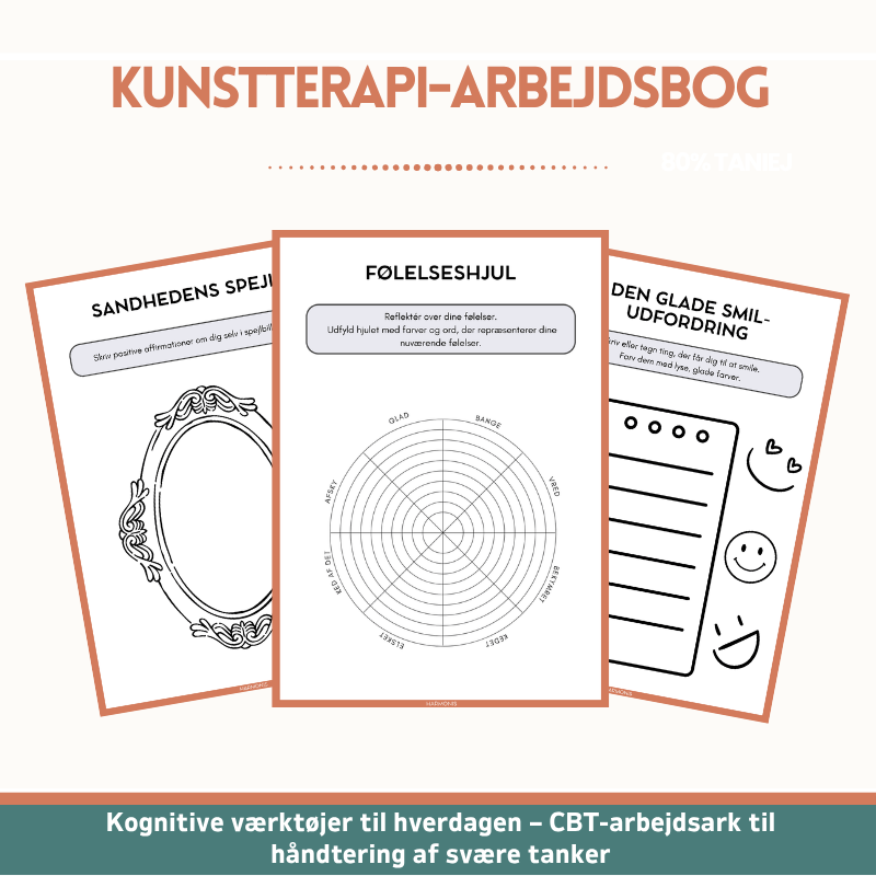 Kunstterapi: Øvelser for Børn Og Teenagere – 110+ printbare øvelser, der støtter mental sundhed (CBT, mindfulness og SEL)